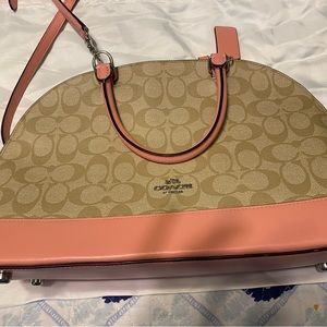 Coach tan and pink satchel